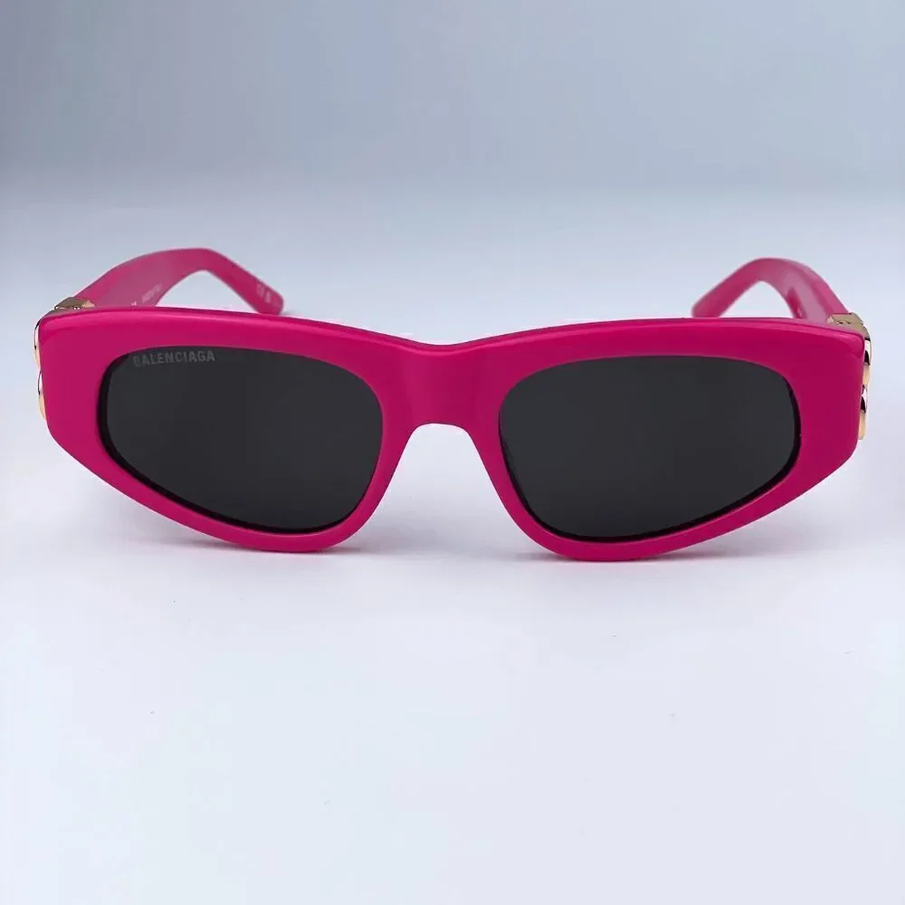 SALE! NEW Balenciaga BB0095S 006 Pink Gold Logo Grey Cat Eye Women Sunglasses